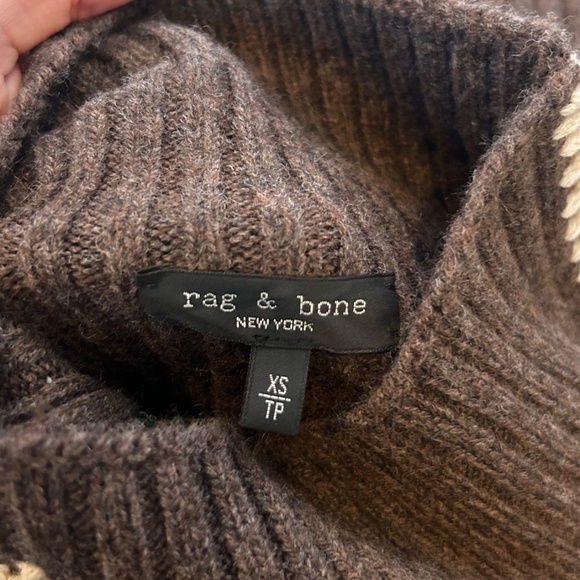 rag & bone Ingrid Wool Leather-Trim Turtleneck Sweater - Picture 8 of 10